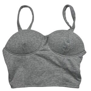 Fashion Nova Grey Ribbed Bustier Crop Top Tank Sleeveless XS